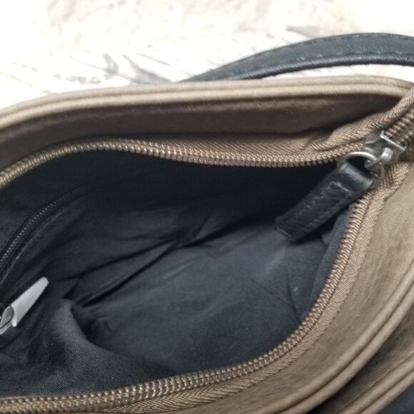 Faux Leather Dark Tan. Crossbody Bag. - Picture 9 of 11